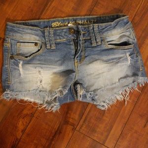 NEW Blue Asphalt light wash ripped jean shorts